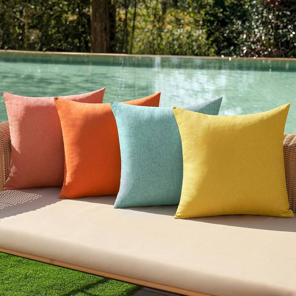 MIULEE Pack of 4 Decorative Outdoor Throw Pillow Covers Linen Waterproof Pillow Covers Farmhouse ... | Amazon (US)