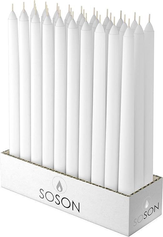 Simply Soson 10 x ¾ White Unscented Tall Taper Candles, Smokeless and Long Burning Dripless Cand... | Amazon (US)