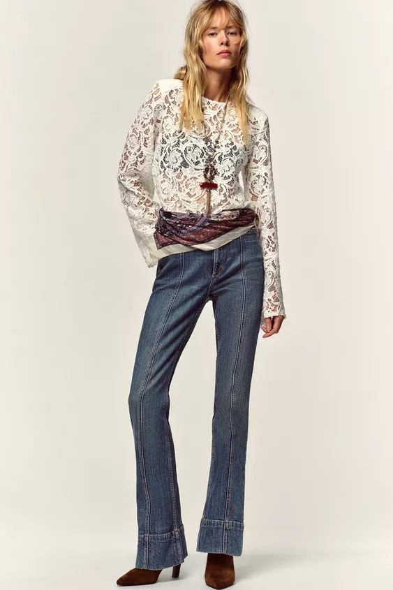 LACE TOP WITH SHOULDER PADS | Zara UK