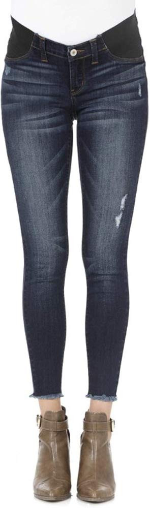 KanCan Maternity Stretch Waist Band Jeans Distressed Skinny Jeans Dark Wash KC5160D | Amazon (US)
