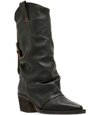 Aldora Distressed Leather Cuffed Backstrap Western Boots | Dillard's