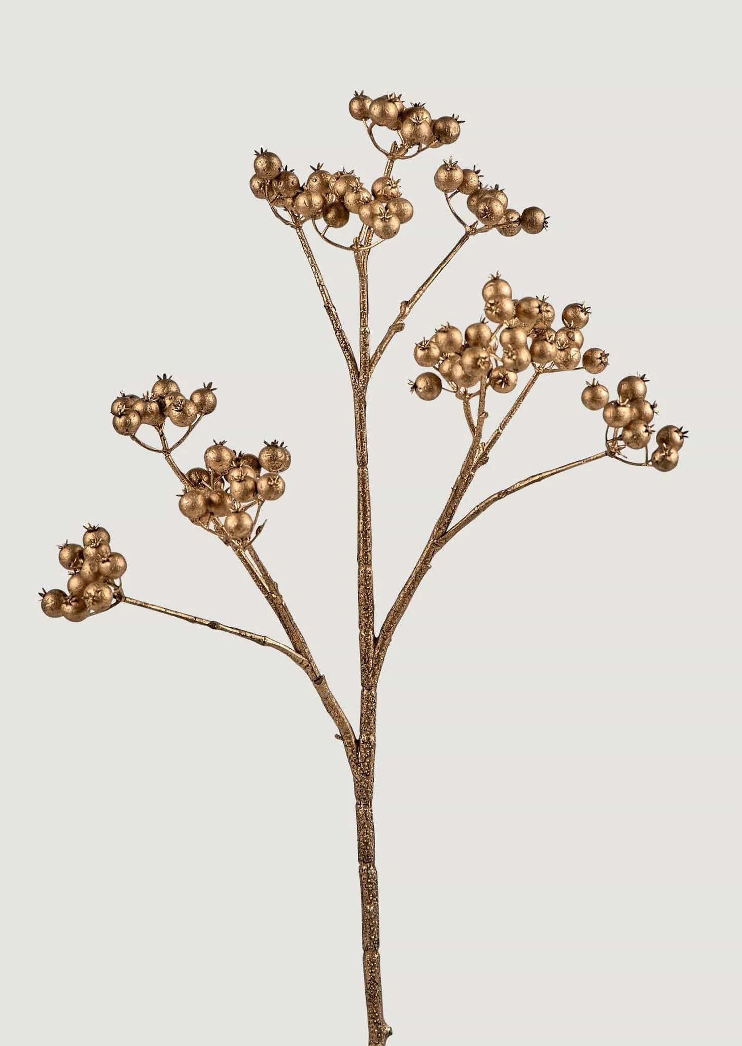 Antique Gold Faux Berries Cranberry Branch - 18" | Afloral