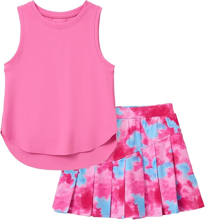 PATPAT Girls Tennis Skirt Sets Moisture Wicking Tank Tops and Pleated Skirts 2 Piece Outfits Acti... | Amazon (US)