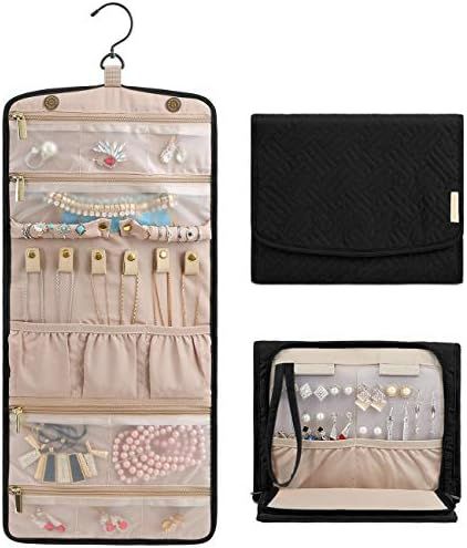 BAGSMART Travel Hanging Jewelry Organizer Case Foldable Jewelry Roll with Hanger for Journey-Ring... | Amazon (US)