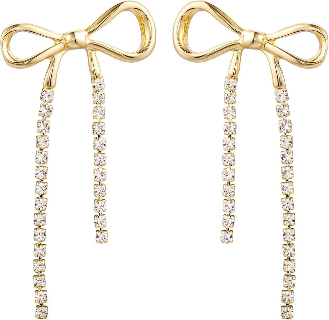 Bow Earrings For Women Teens Bowknot Stud Drop Earrings For Women Teens Gold Tone | Amazon (US)