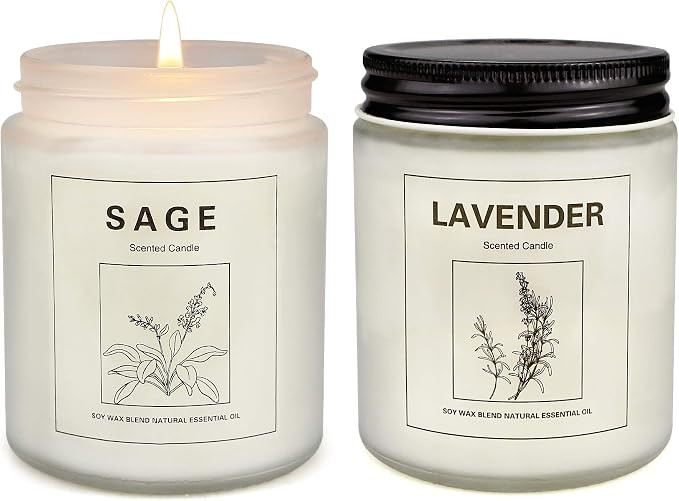 Lavender and Sage Candle Set, Candles for Women 7 oz 50 Hrs Burn White Sage Lavender Candle for H... | Amazon (US)