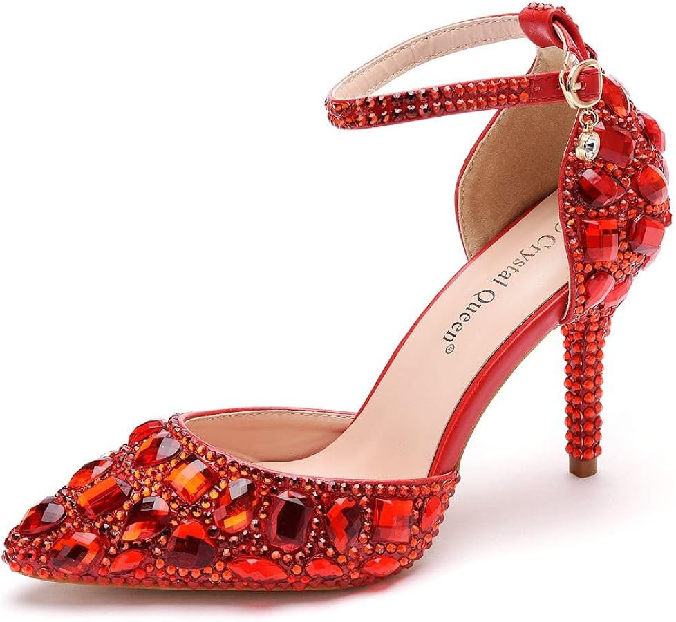 Royal Blue Rhinestone Sandals Thin High Heels Pointed Toe Sandals Blue Crystal Heels Shoes Fashio... | Amazon (US)