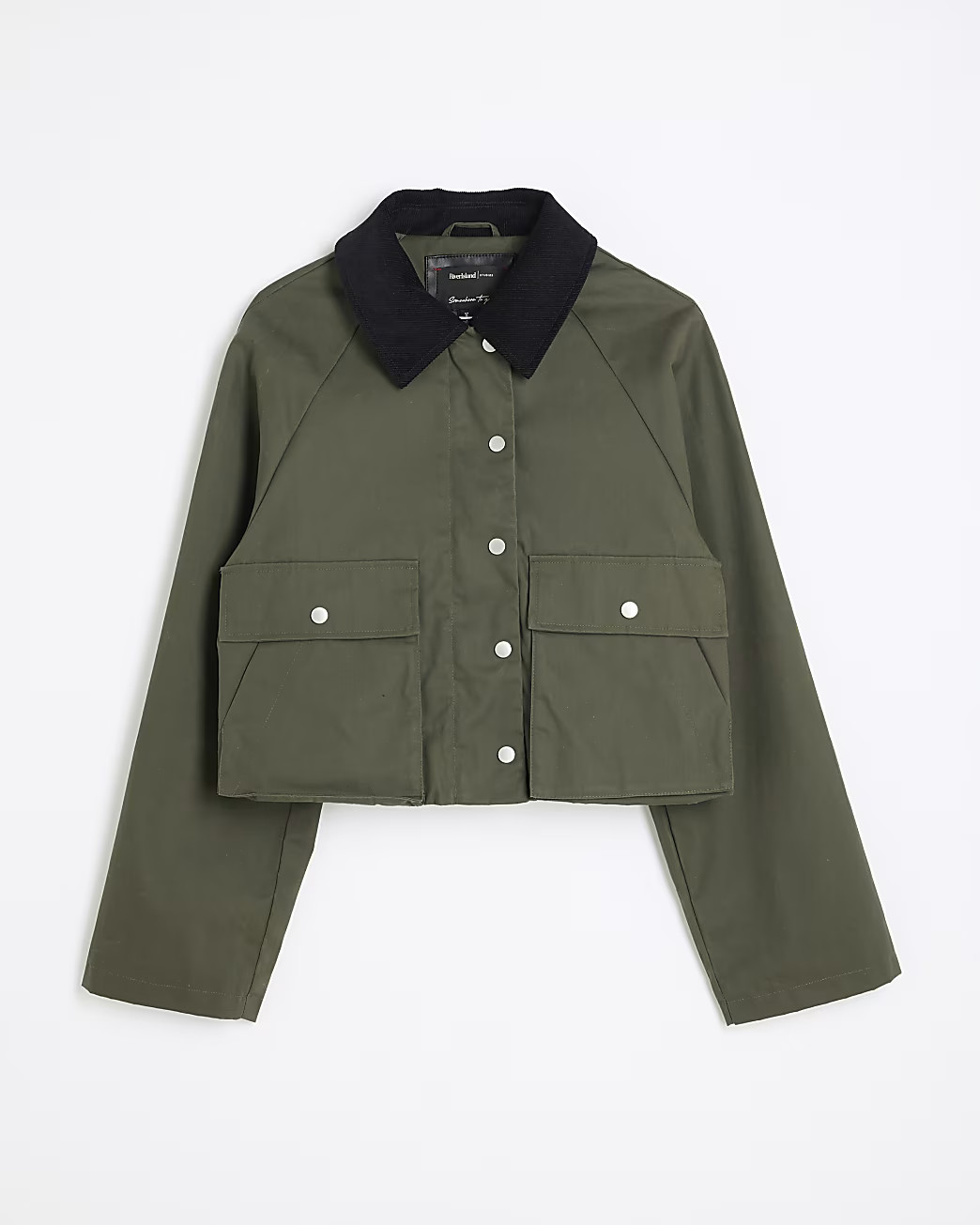 Khaki Waxed Collar Jacket | River Island (UK & IE)