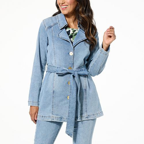 DG2 by Diane Gilman New Classic Stretch Denim City Jacket - Pink - Size Medium | HSN