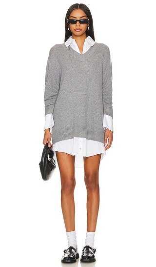Collar Santina Dress in Heather Grey | Revolve Clothing (Global)