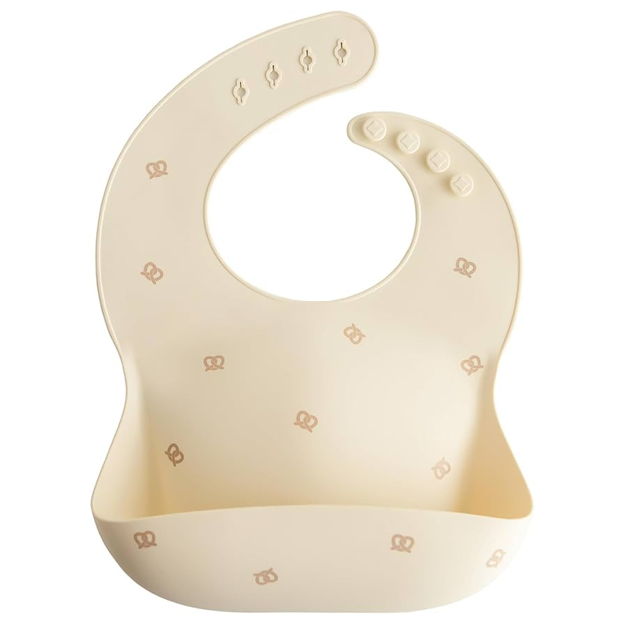 mushie Silicone Baby Bib | Adjustable Fit Waterproof Bibs (Pretzel) | Amazon (US)