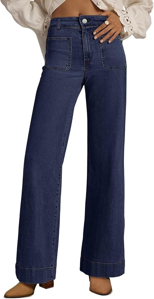 NIMIN Wide Leg Jeans Woman High Waisted Denim Pants Casual Baggy 2024 Trendy Y2K Trousers Jeans w... | Amazon (US)
