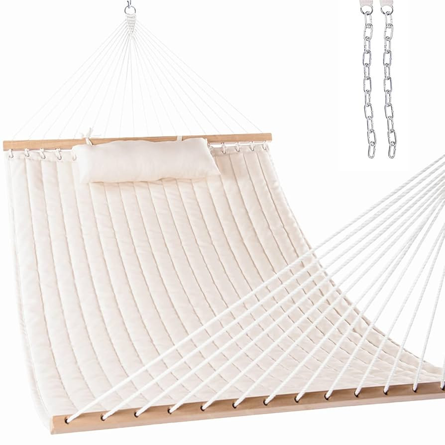 Lazy Daze Hammocks 12 FT Double Quilted Fabric Hammock with Spreader Bars and Detachable Pillow, ... | Amazon (US)
