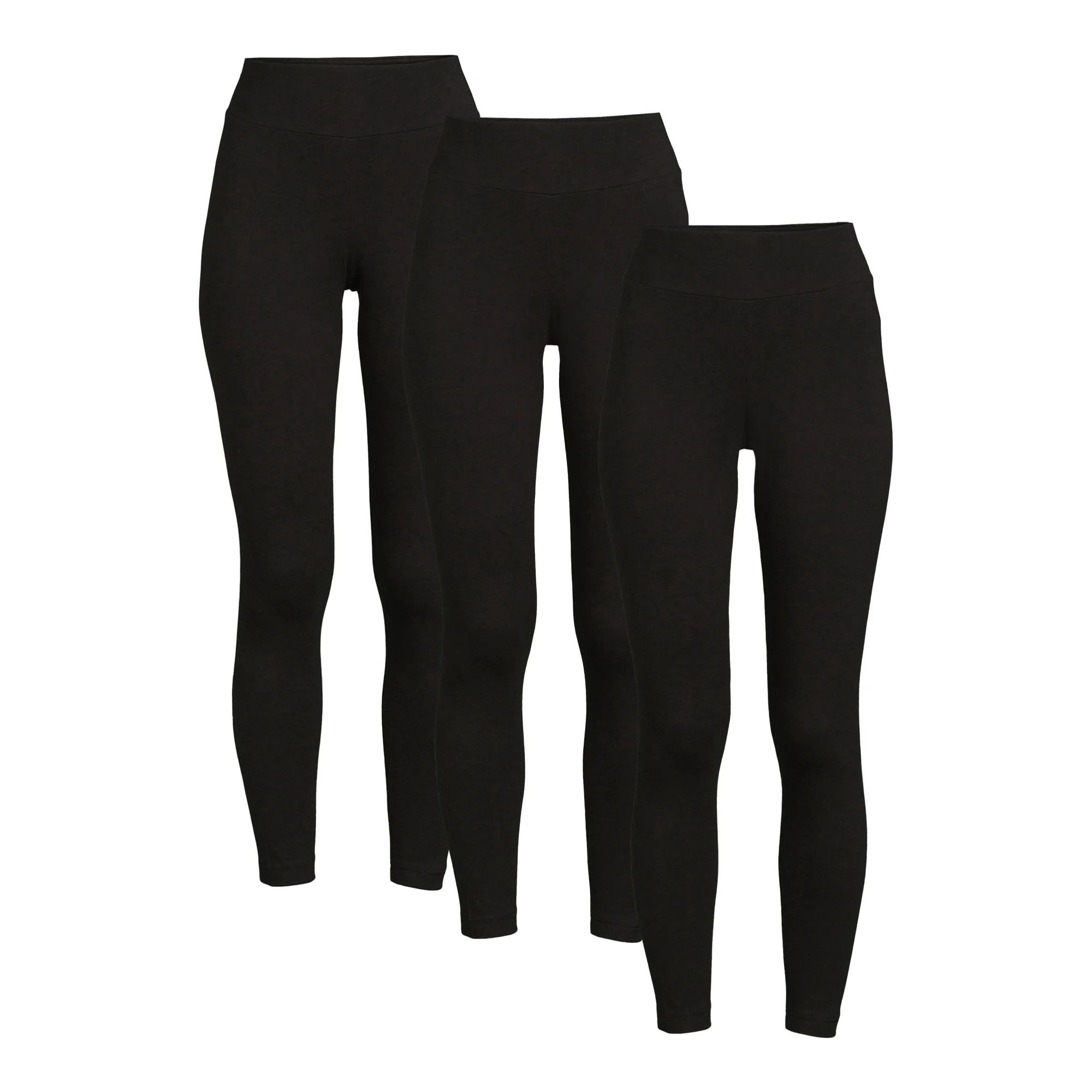 Time and Tru Women's High Rise Knit Leggings, 3-Pack, 27" Inseam, Sizes XS-XXXL | Walmart (US)