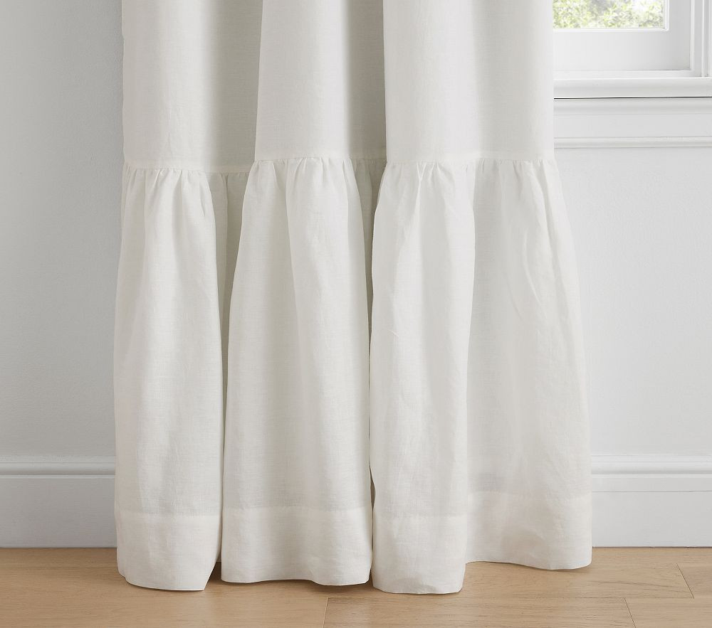 Belgian Linen Ruffle Blackout Curtain | Pottery Barn Kids
