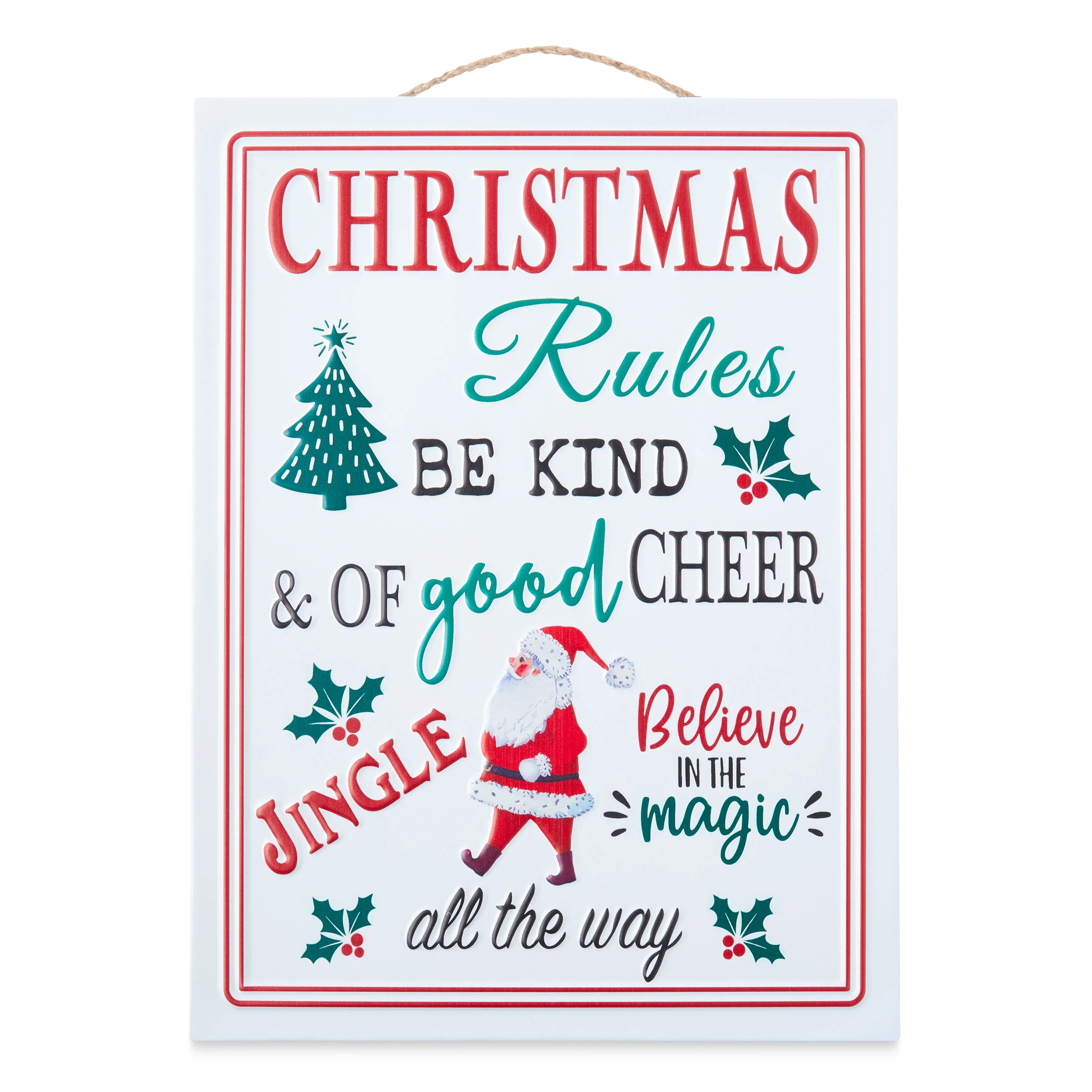 Holiday Time Multi-Colored Christmas Rules Metal Sign, 15.6" | Walmart (US)