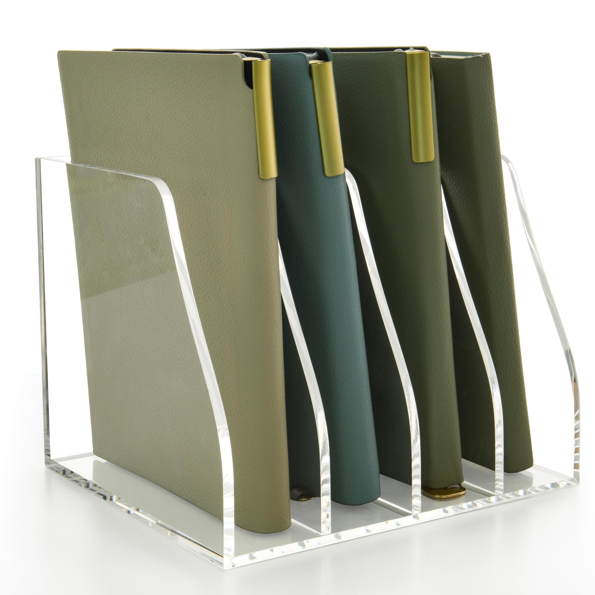 AIMOLLY Acrylic Magazine File Holder, 4 Vertical Compartments Desk Document Sorter Organizer, Cle... | Amazon (US)