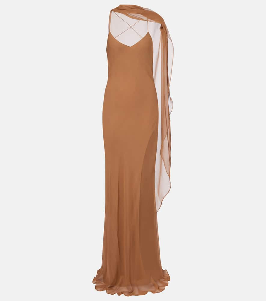 The Sei Vestido de fiesta de satén de seda con capa | Mytheresa (INTL)