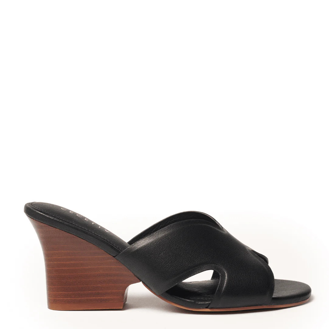 Faye - Statement Wedge Sandal - Black | Cecelia New York