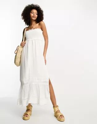 River Island bandeau maxi dress with lace detail in white | ASOS (Global)