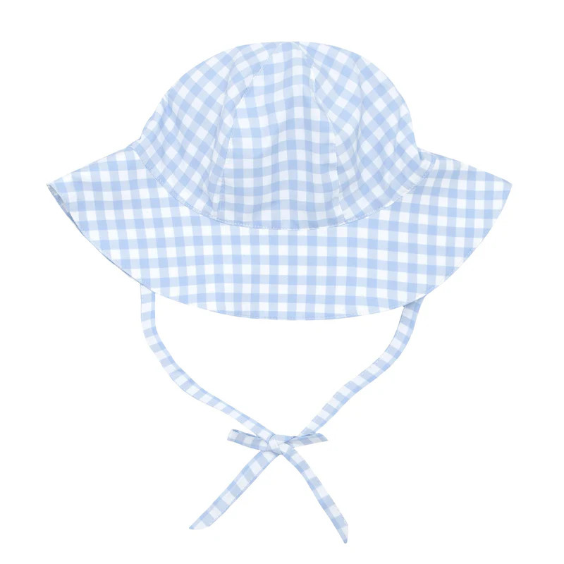 unisex baby oasis blue gingham sun hat | minnow