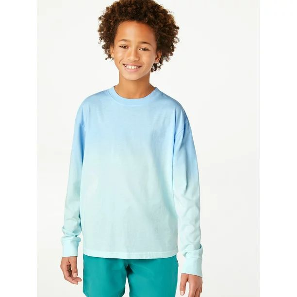 Free Assembly Boys’ Long Sleeve Dip Dye T-Shirt, Sizes 4-18 - Walmart.com | Walmart (US)