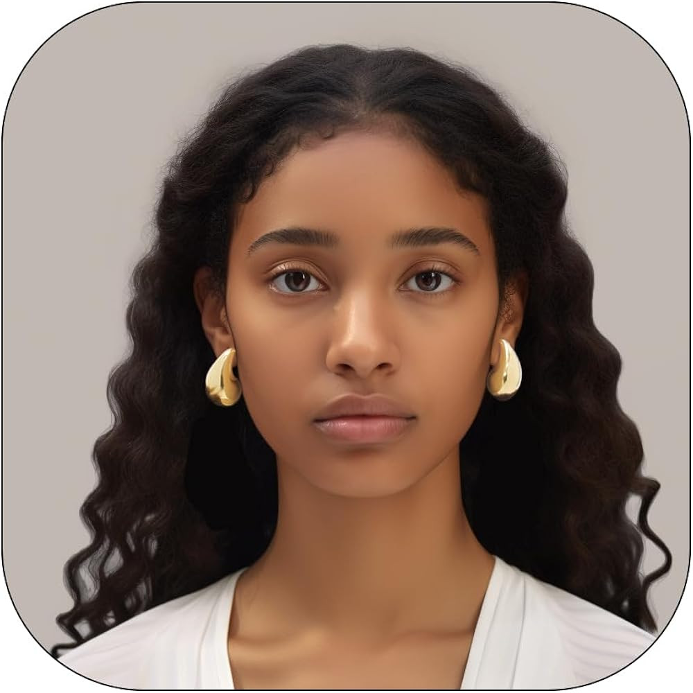 Tear Drop Earrings Dupes Extra Large/Small For Women, 𝟏𝟖𝐤 Gold Plated Hollow Chunky Hoop... | Amazon (US)