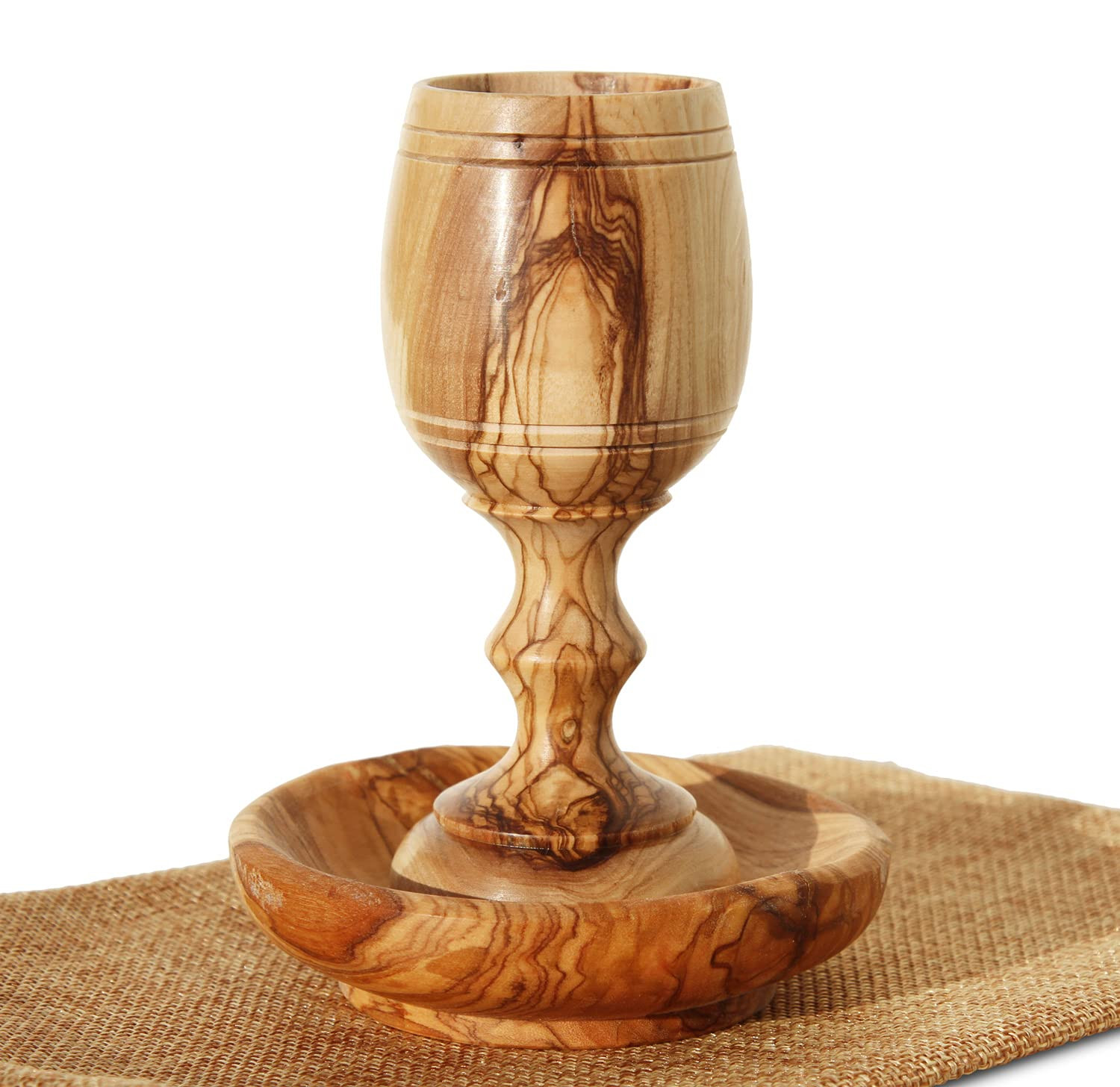 4.5 inche, Hand-Carved Olive Wood Communion Cup with Bread Tray – Small Kiddush Goblet for Euch... | Amazon (US)