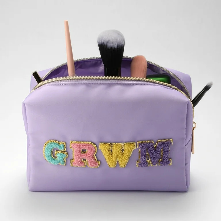 Purple GRWM Cosmetic Bag Large Makeup Organizer Pouch | Walmart (US)