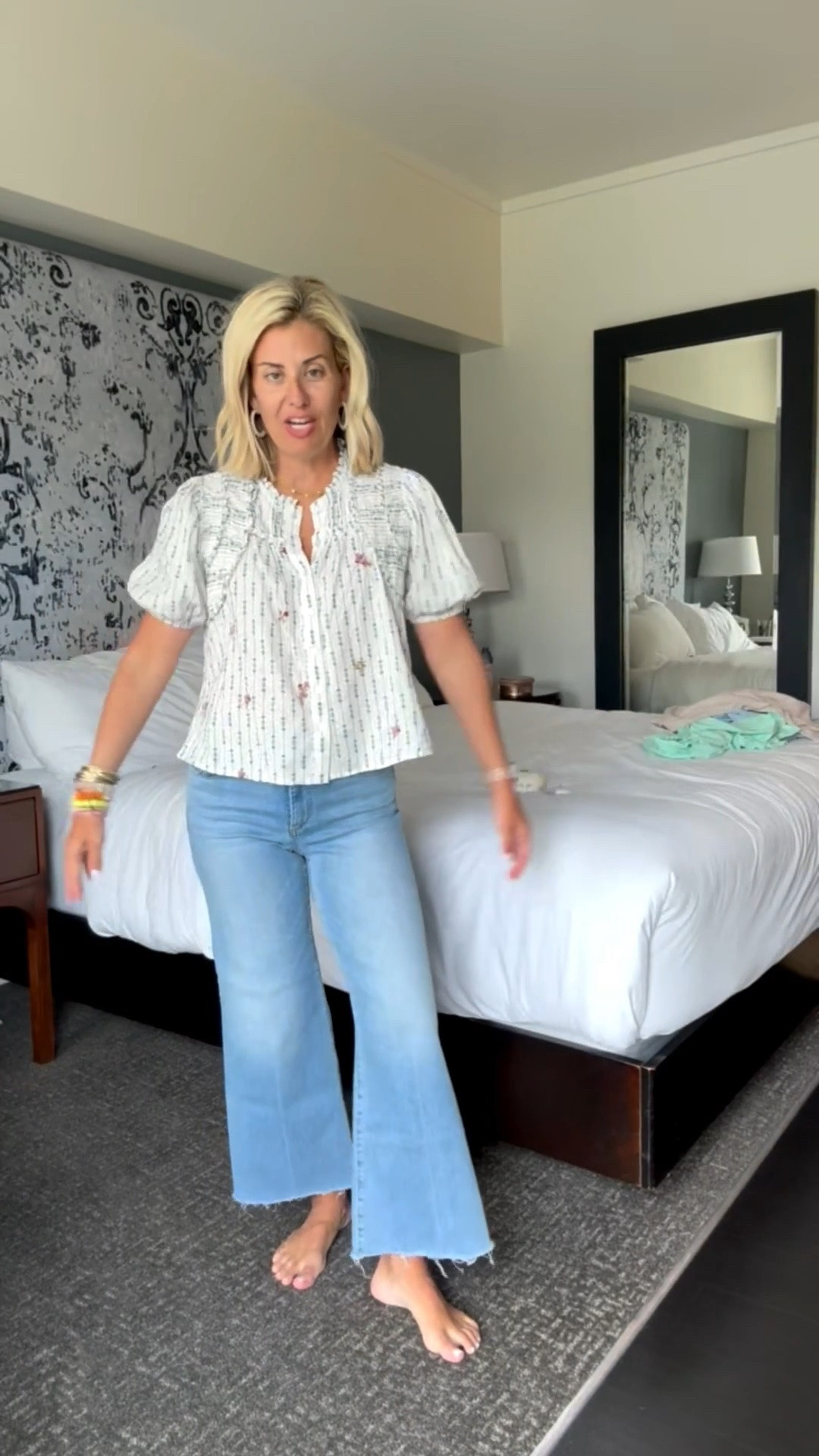 Favorite top and my favorite jeans for two years in a row now! I’m in xs top, 26 jeans and 8 shoes. 

*Use Catherine20 at Allie + Bess￼

#LTKdayinmylife #LTKmomlife #LTKTravel