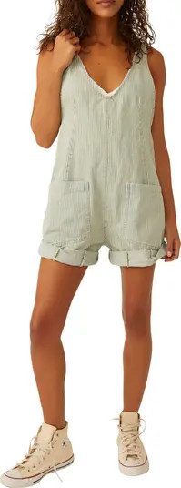Free People High Roller Railroad Stripe Cotton Short Overalls | Nordstrom | Nordstrom