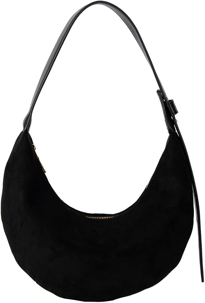 Suede Shoulder Bag for Women Slouchy Crescent Hobo Handbag Fashion Satchel Purse with Adjustable ... | Amazon (US)