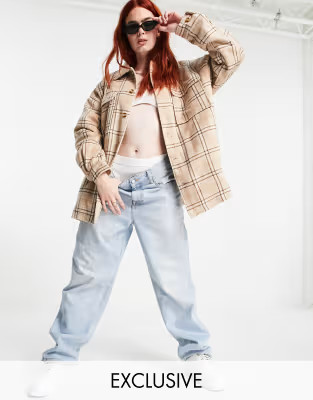 COLLUSION faux wool shacket in checked print | ASOS (Global)