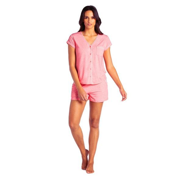 Softies Women’s Cap Sleeve PJ Shorts Set with Contrast Piping | Target