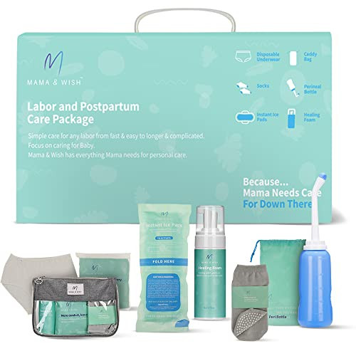 Mama & Wish Postpartum Essentials Kit – Labor and Delivery Essentials for Moms After Birth – Postpartum Recovery Kit Includes Peri Bottle, Witch Hazel, Comfy Garments & More | Amazon (US)