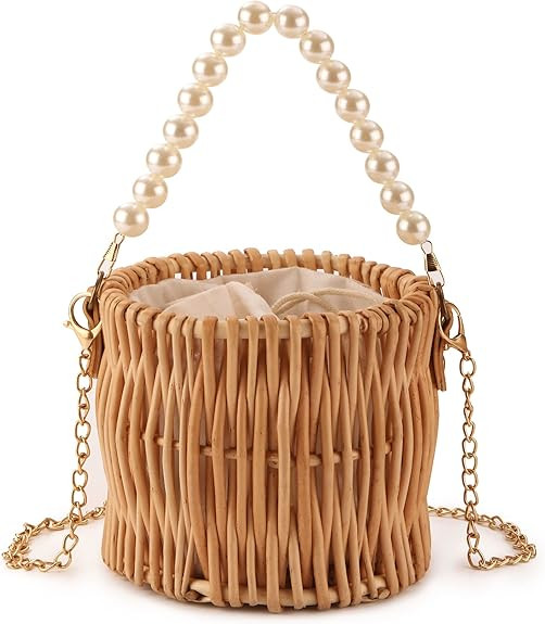 Straw Beach Bags For Women Summer Clutch Rattan Woven Wicker Purse Crochet Tote | Amazon (US)
