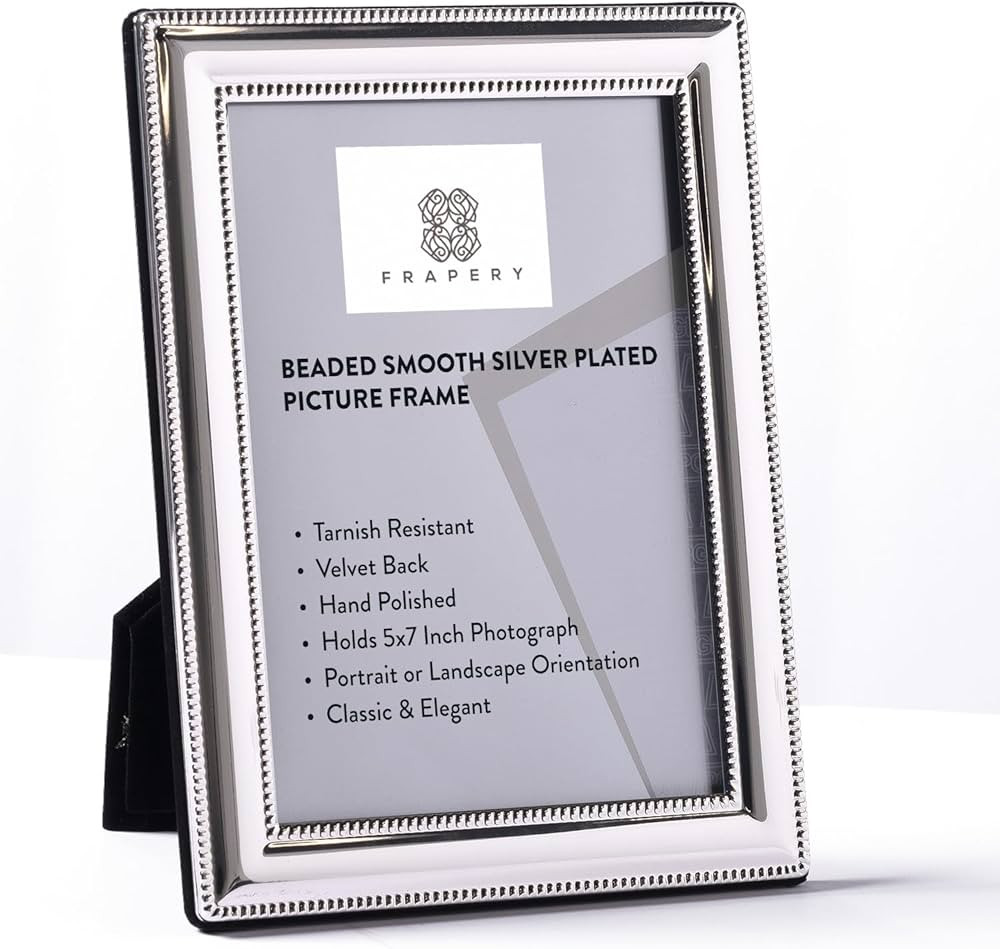 Classic Picture Frame Silver Plated, Smooth Beaded, Holds a 5 x 7-Inch Photo | Velvet Backing | P... | Amazon (US)