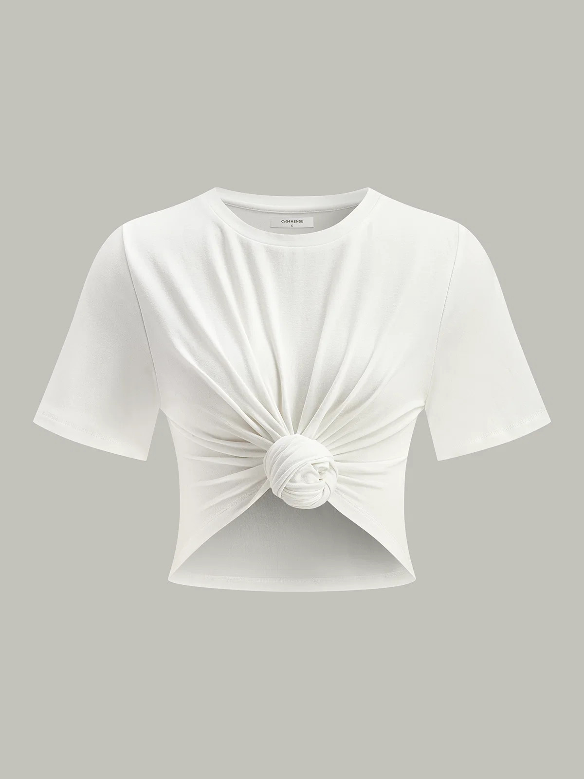 Cropped Knot-Front T-Shirt | Commense