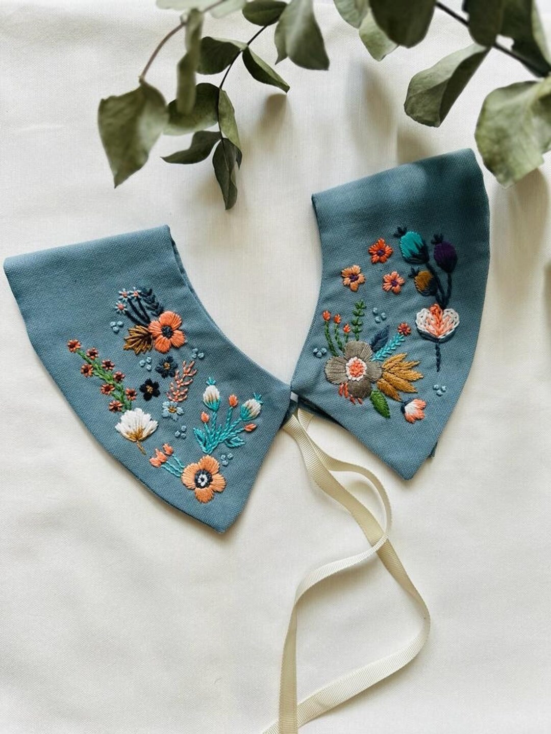 Linen Detachable Collar, Emroidered Peter Pan Collar, Oversized Peter Pan Collar, Gift for Women,... | Etsy (US)