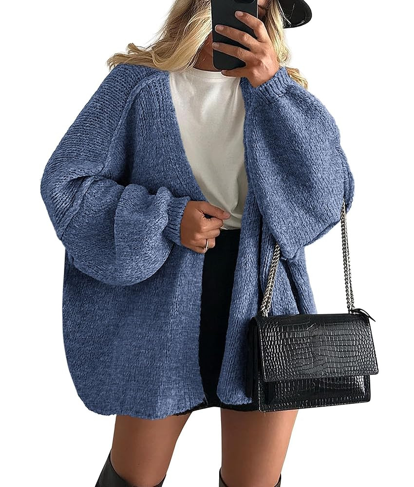 PRETTYGARDEN Womens Oversized Cardigan Sweaters 2025 Fall Long Lantern Sleeve Knit Open Front Lig... | Amazon (US)