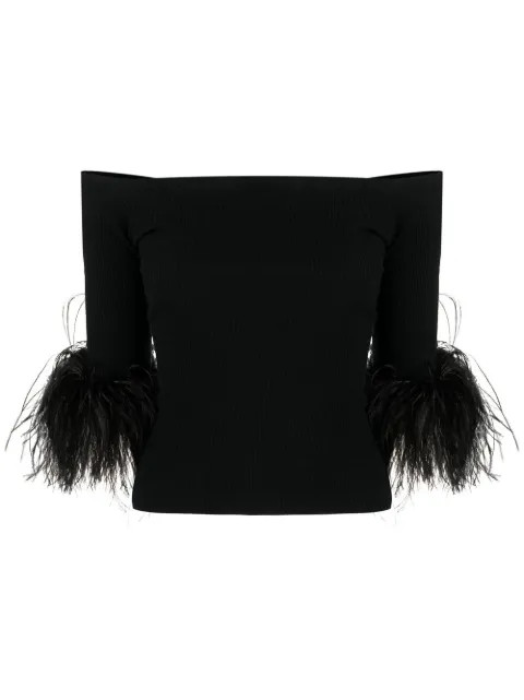 Saint Laurent Top Con Ribete De Plumas - Farfetch | Farfetch Global