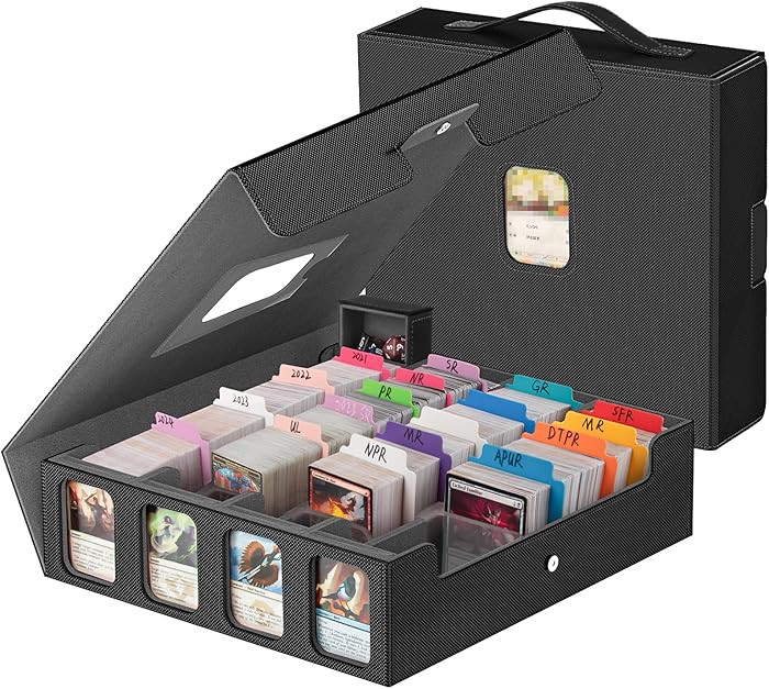 3200+ Trading Card Storage Box with Commander Display, 4 Row Card Deck Box with Portable Handle, ... | Amazon (US)