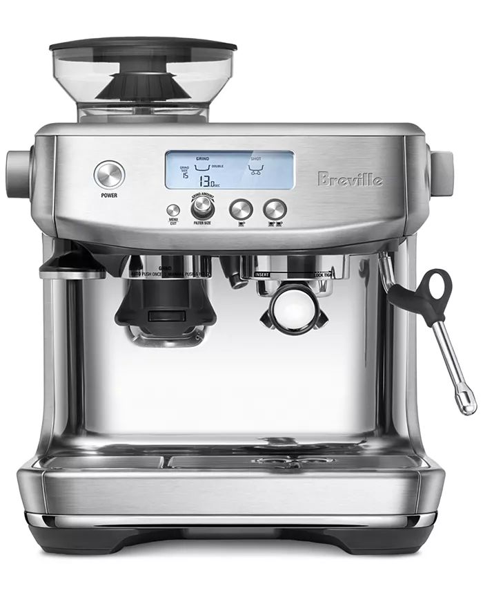 Breville The Barista Pro Espresso Machine Bean Hopper 1/2 lb, Water Tank 67 oz - Macy's | Macy's