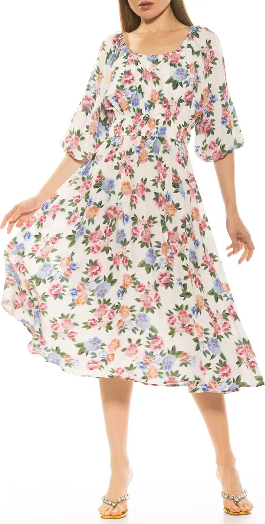 Emily Balloon Sleeve Fit & Flare Midi Dress | Nordstrom Rack