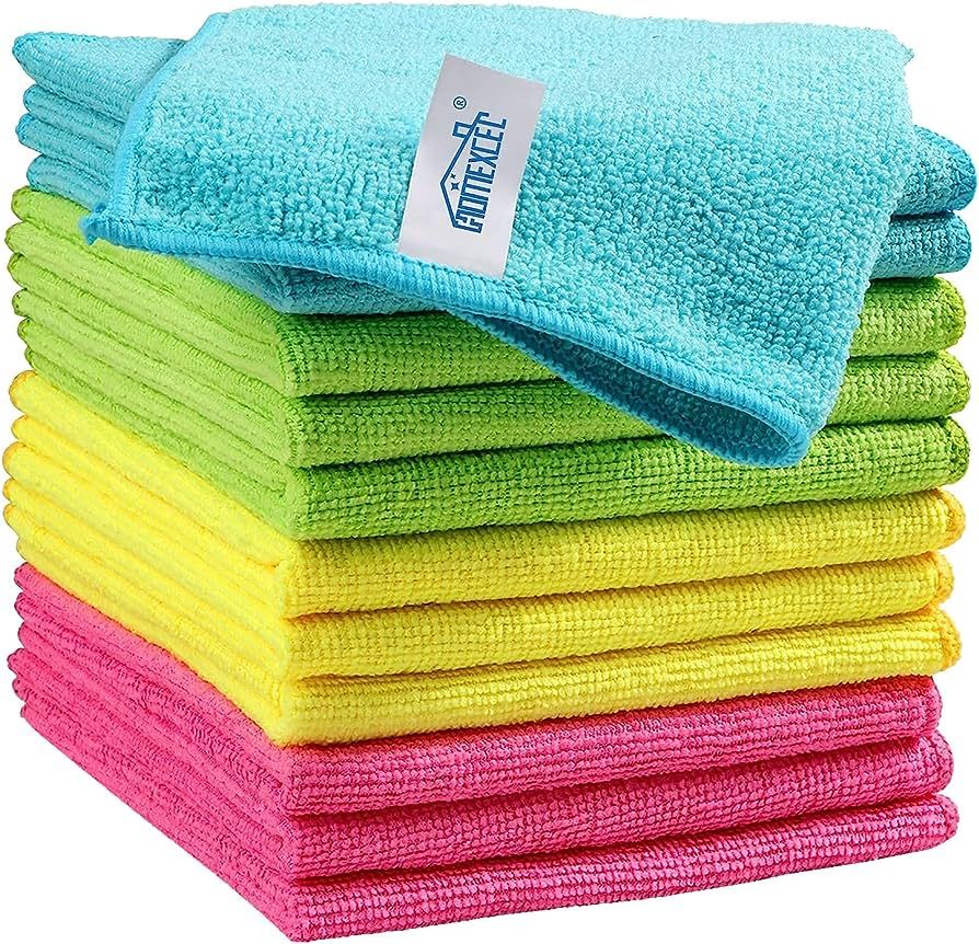 Microfiber Cleaning Cloth,12 Pack Cleaning Rag,Cleaning Towels with 4 Color Assorted,11.5"X11.5"(... | Amazon (US)