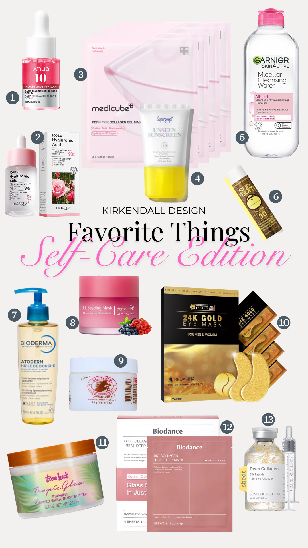 We recently hosted a Favorite Things party for our team, and the theme was self-care—which means the Kirkendall Design team is now fully stocked and well on its way to glass skin, glazed donut glow, and peak moisture levels.

You’ve probably seen some of these on social media already, but here’s our real-life verdict: everyone was oohing and ahhing—and immediately adding things to cart. Run, don't walk!
 

 