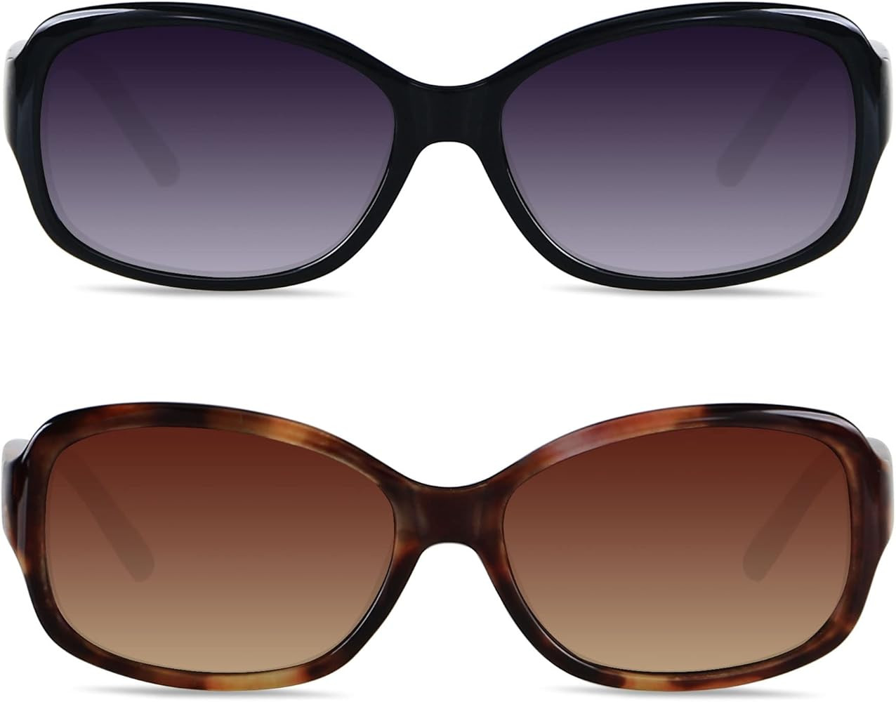 LYZOIT Square Sunglasses for Women Classic Vintage UV Protection Sun glasses Havana Frame 2 Pack ... | Amazon (US)