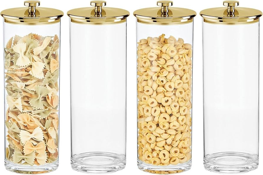 mDesign Tall Acrylic Airtight Apothecary Storage Organizer Canister Jars - Plastic Containers wit... | Amazon (US)