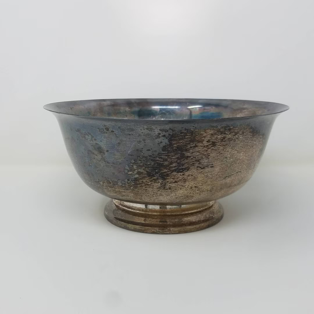 Vintage Silver Patina Pedestal Bowl: F.B. Rogers Paul Revere Reproduction - Etsy | Etsy (US)