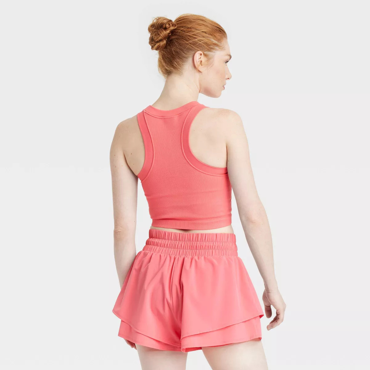 Women's Ribbed Seamless Support Tank Top - JoyLab™ Coral Orange XL | Target